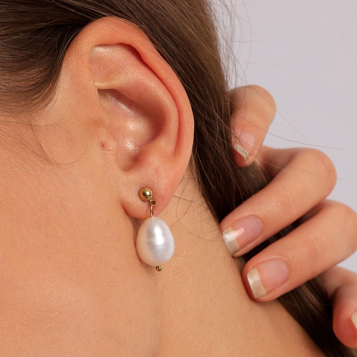 Shop Pearl Drop Earrings | 18k Gold Plated Palmonas-2