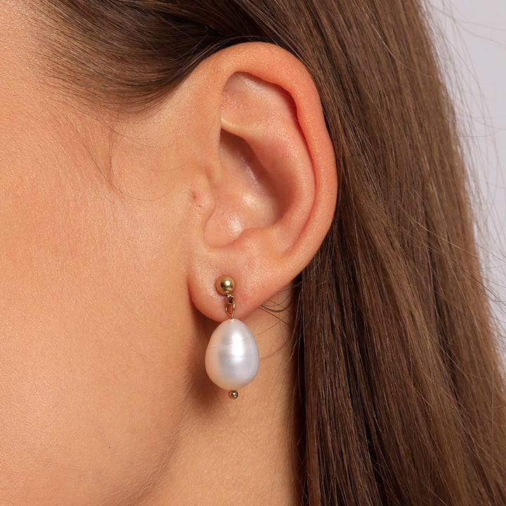 Shop Pearl Drop Earrings | 18k Gold Plated Palmonas-4