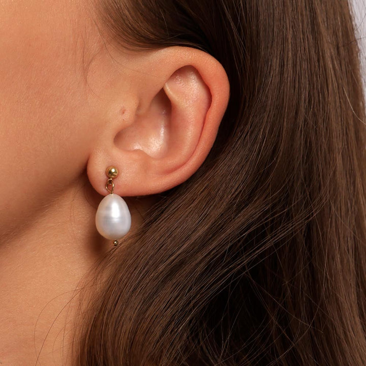 Shop Pearl Drop Earrings | 18k Gold Plated Palmonas-5
