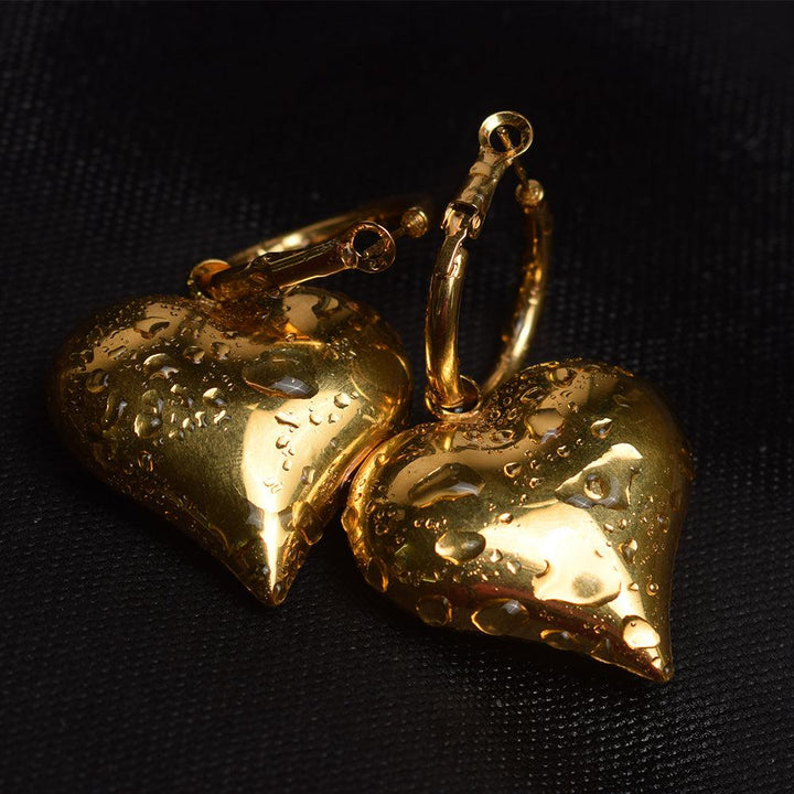 Shop Chunky Heart Hoop Earrings- 18k Gold Plated Palmonas-5