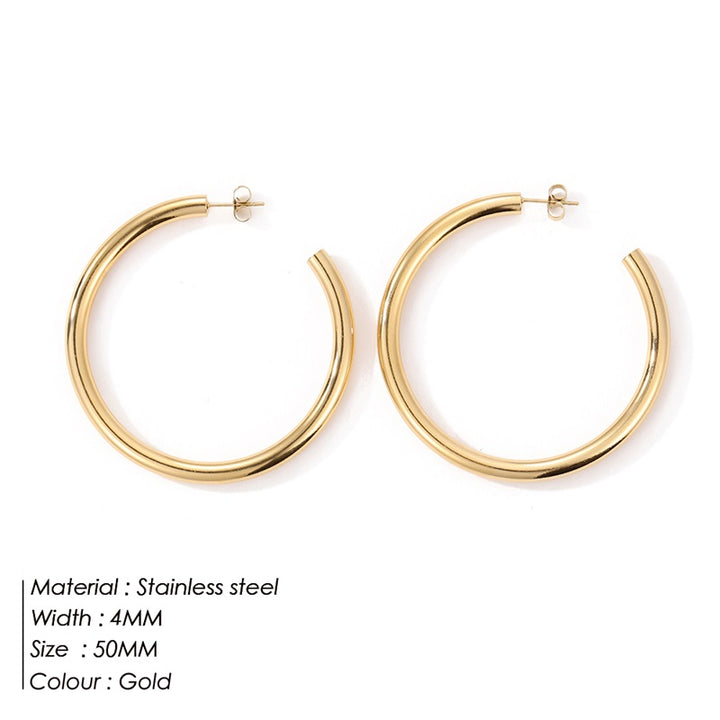 Shop Timeless Styling C Hoops Earrings | 18k Gold Plated Palmonas-5