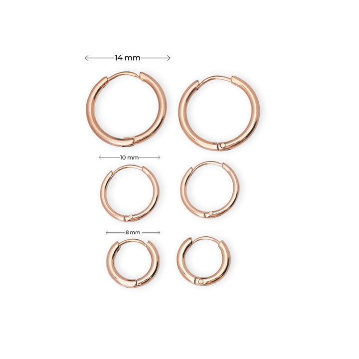 Orecchini A Cerchio Huggie In Acciaio Chirurgico 20mm - Placcato Oro Rosa 14k - Poetic Dove - Foto 2