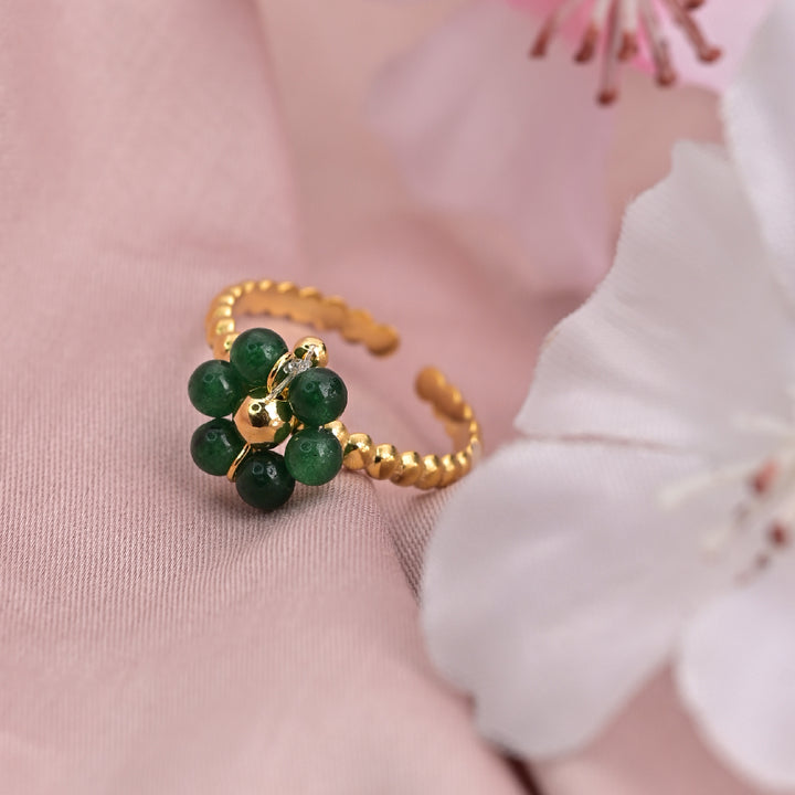 Shop Green Enamel Flower Ring Palmonas-6