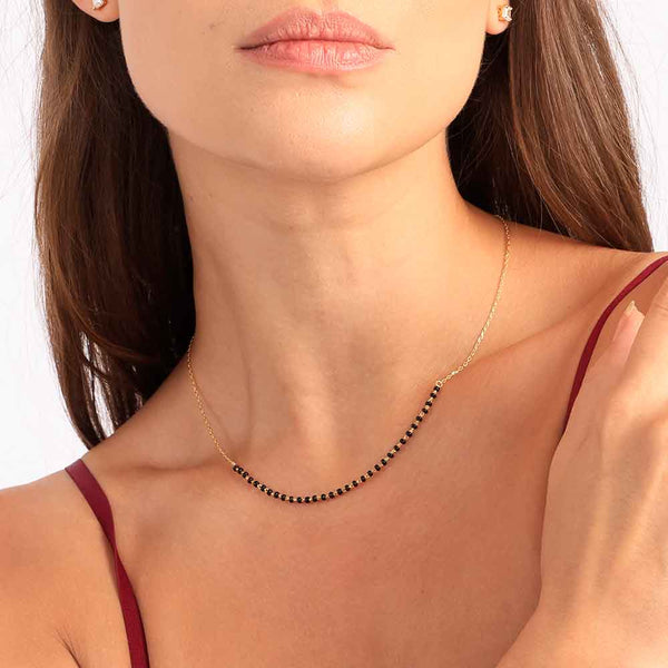 Black Beads Chain Mangalsutra I BIS Hallmarked I 18k Gold Vermeil