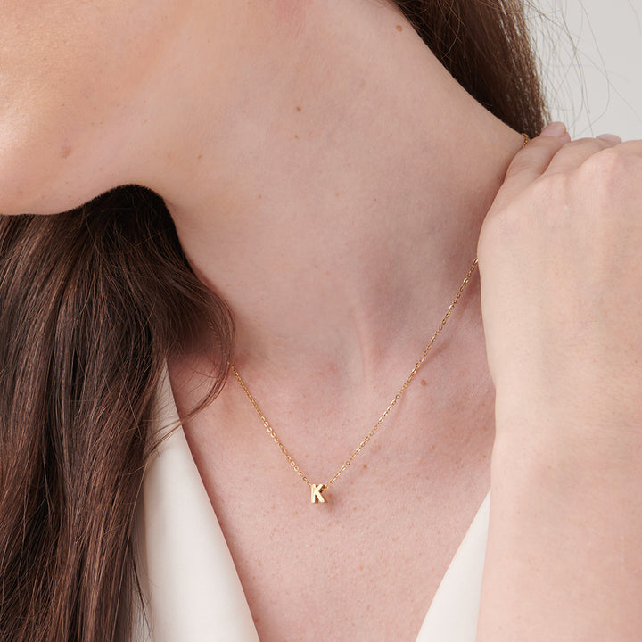 Shop Small Letter Necklace- 18k Gold Plated Palmonas-8