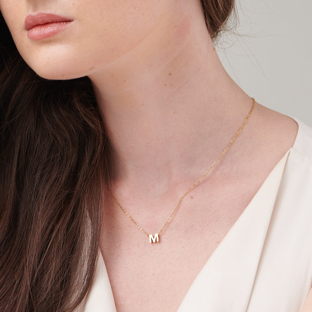 Shop Small Letter Necklace- 18k Gold Plated Palmonas-10