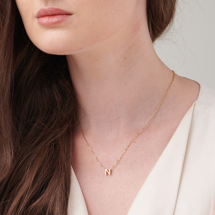 Shop Small Letter Necklace- 18k Gold Plated Palmonas-12