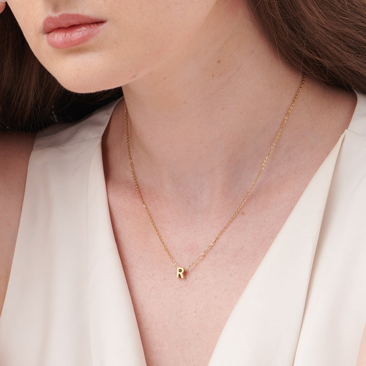 Shop Small Letter Necklace- 18k Gold Plated Palmonas-16