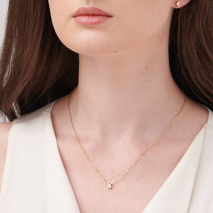 Shop Small Letter Necklace- 18k Gold Plated Palmonas-17