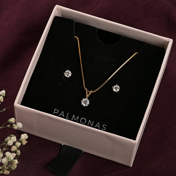 Shop Sparkling Solitaire Diamond Set | 18k Gold Vermeil Palmonas-1